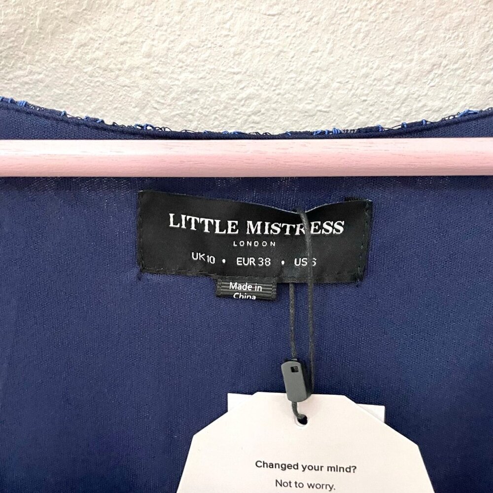NWT Little Mistress Lace Detail Midaxi Dress in Navy Size US 6 - Picture 4 of 9